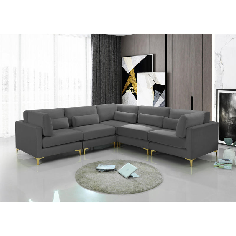 Meridian Julia Grey Velvet Modular Sectional (5 Boxes) IMAGE 10