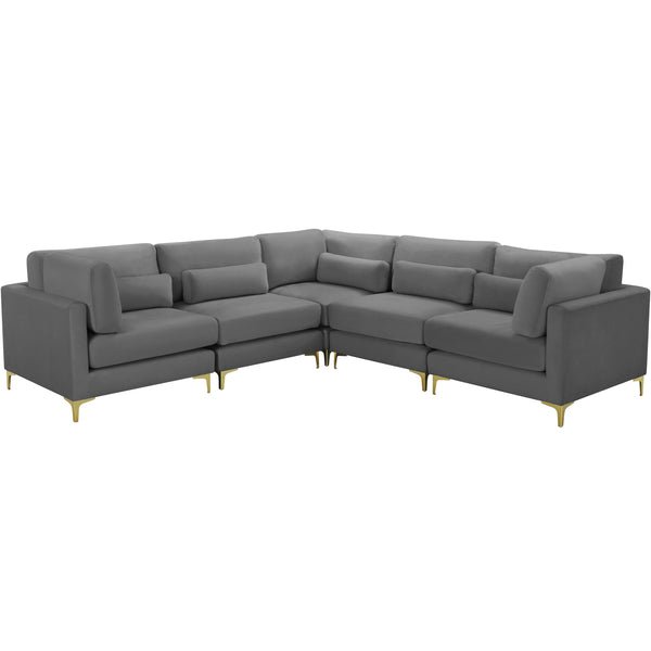 Meridian Julia Grey Velvet Modular Sectional (5 Boxes) IMAGE 1