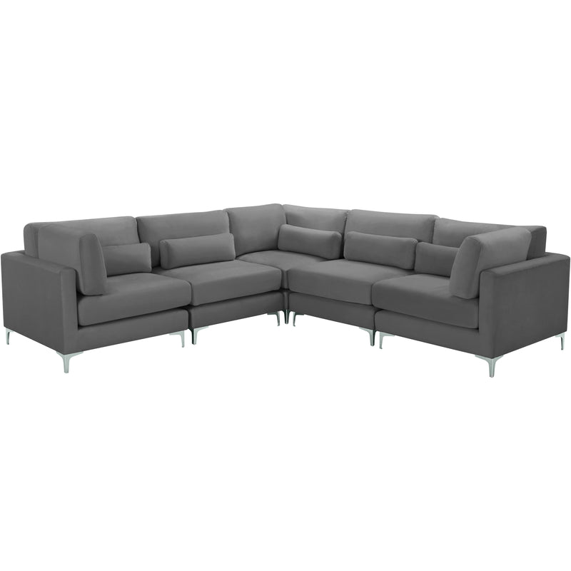 Meridian Julia Grey Velvet Modular Sectional (5 Boxes) IMAGE 2