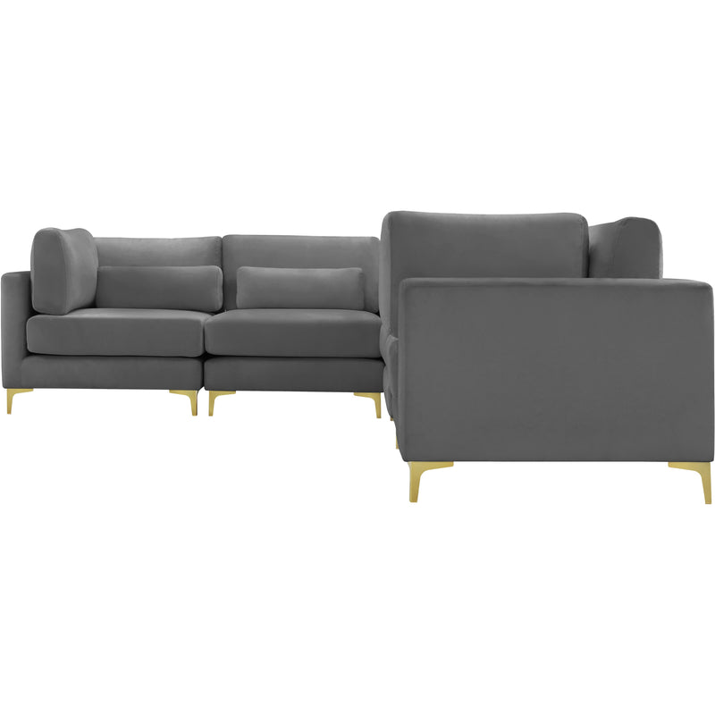 Meridian Julia Grey Velvet Modular Sectional (5 Boxes) IMAGE 3