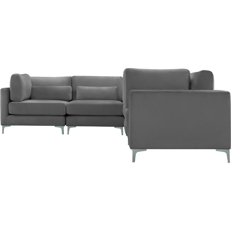 Meridian Julia Grey Velvet Modular Sectional (5 Boxes) IMAGE 4