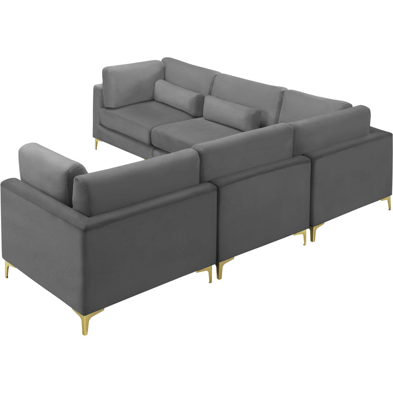 Meridian Julia Grey Velvet Modular Sectional (5 Boxes) IMAGE 5