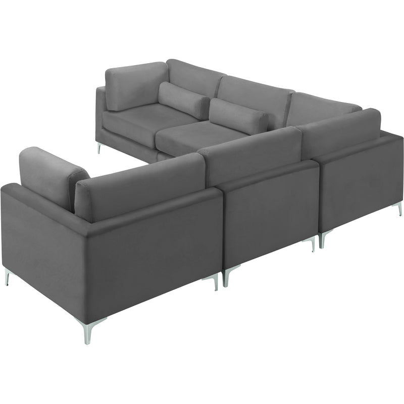 Meridian Julia Grey Velvet Modular Sectional (5 Boxes) IMAGE 6