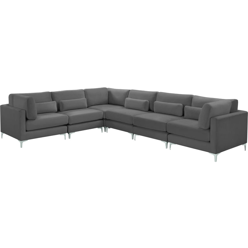 Meridian Julia Grey Velvet Modular Sectional (6 Boxes) IMAGE 2