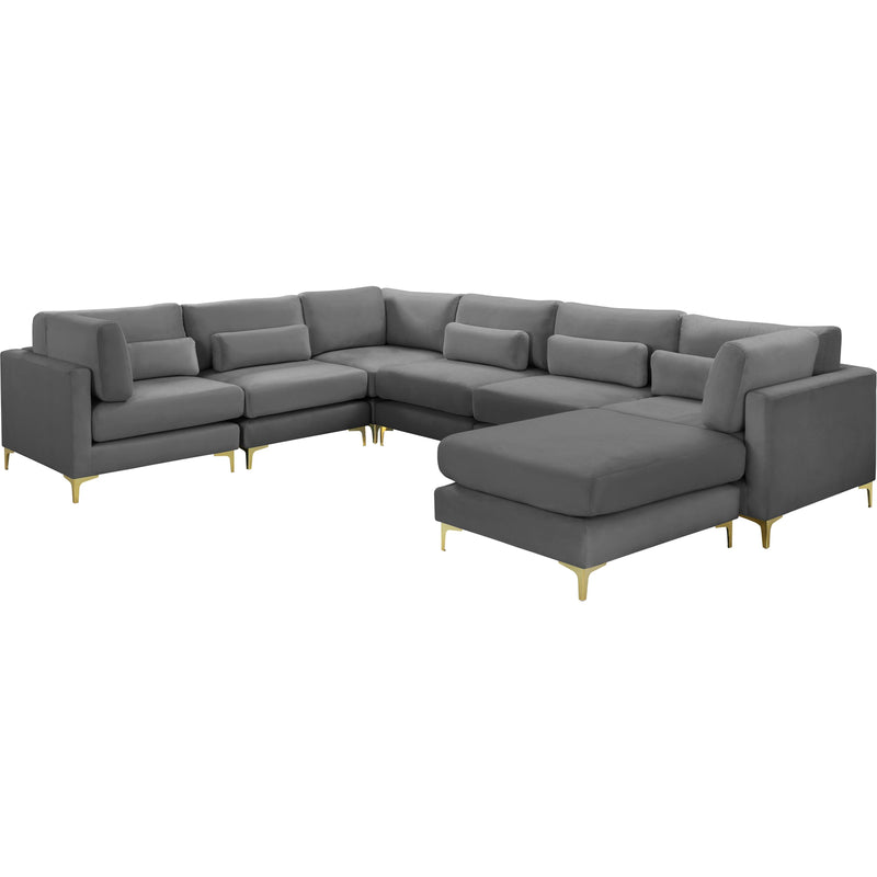 Meridian Julia Grey Velvet Modular Sectional (7 Boxes) IMAGE 1