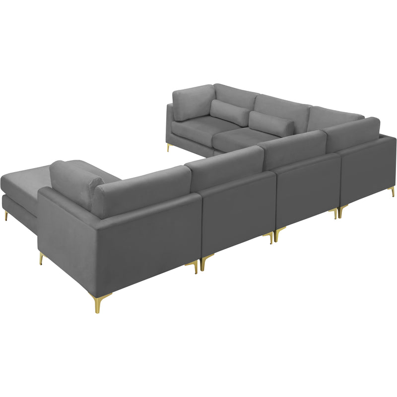 Meridian Julia Grey Velvet Modular Sectional (7 Boxes) IMAGE 5