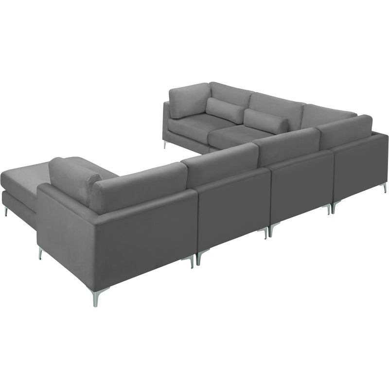 Meridian Julia Grey Velvet Modular Sectional (7 Boxes) IMAGE 6