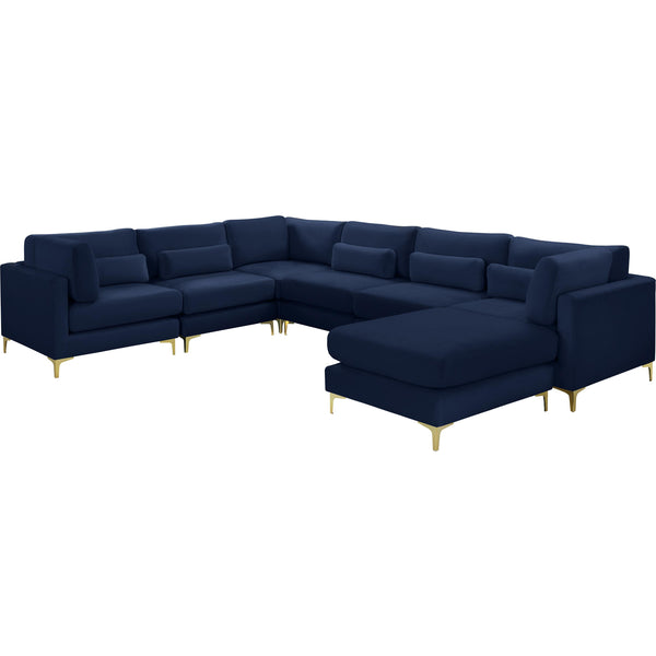 Meridian Julia Navy Velvet Modular Sectional (7 Boxes) IMAGE 1