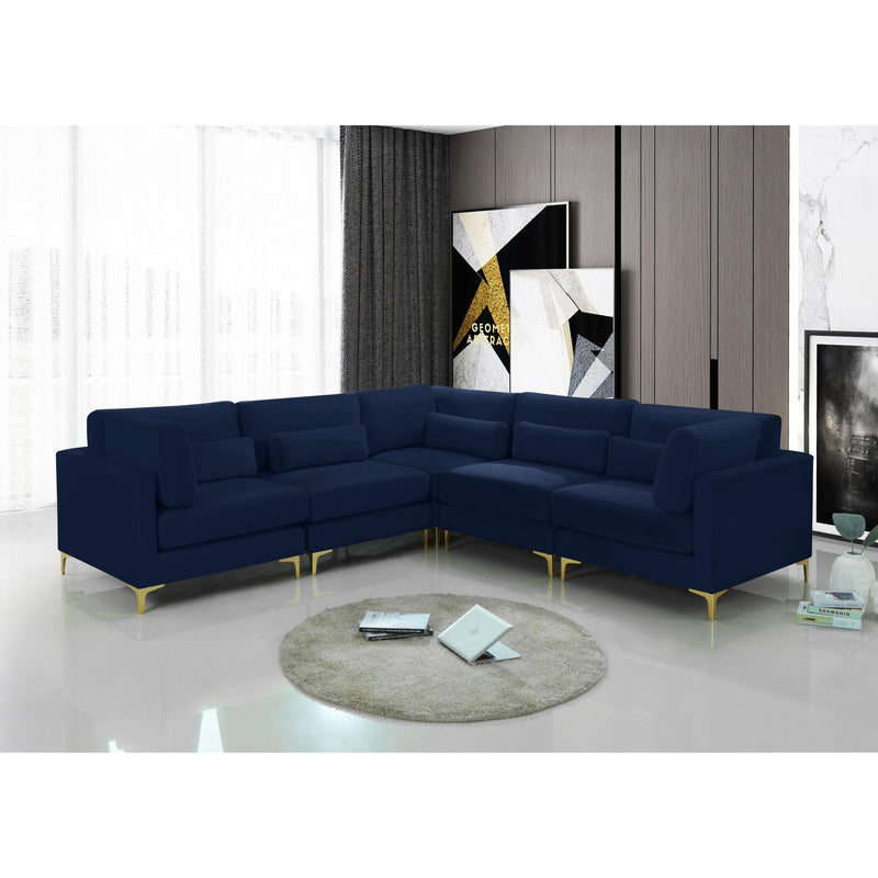 Meridian Julia Navy Velvet Modular Sectional (5 Boxes) IMAGE 10