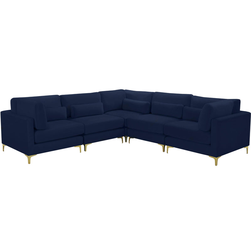 Meridian Julia Navy Velvet Modular Sectional (5 Boxes) IMAGE 1