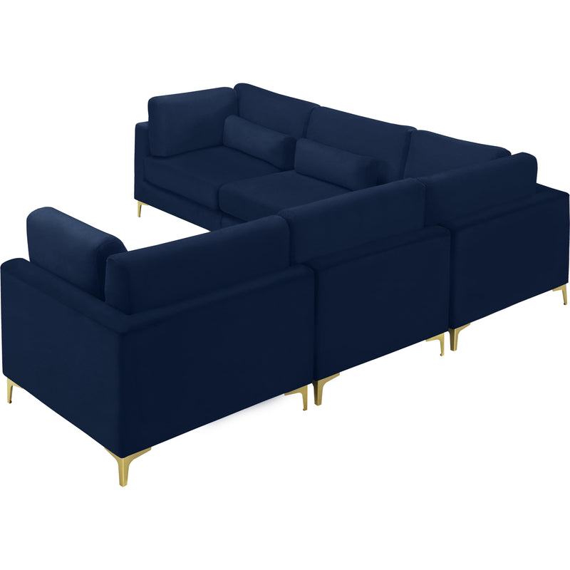 Meridian Julia Navy Velvet Modular Sectional (5 Boxes) IMAGE 5