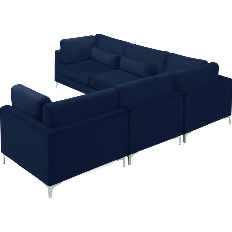 Meridian Julia Navy Velvet Modular Sectional (5 Boxes) IMAGE 6