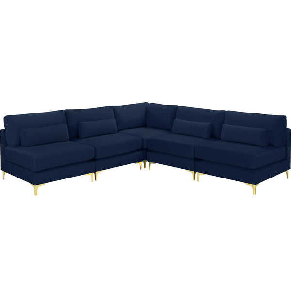 Meridian Julia Navy Velvet Modular Sectional (5 Boxes) IMAGE 1