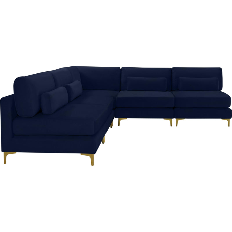 Meridian Julia Navy Velvet Modular Sectional (5 Boxes) IMAGE 3