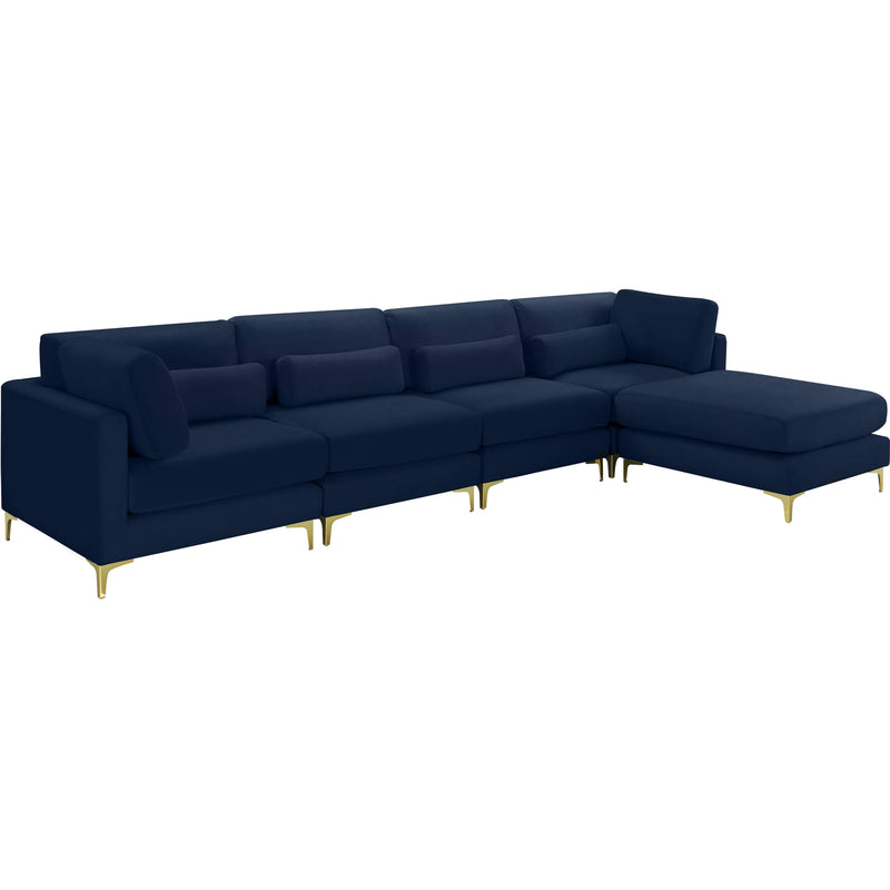 Meridian Julia Navy Velvet Modular Sectional (5 Boxes) IMAGE 1