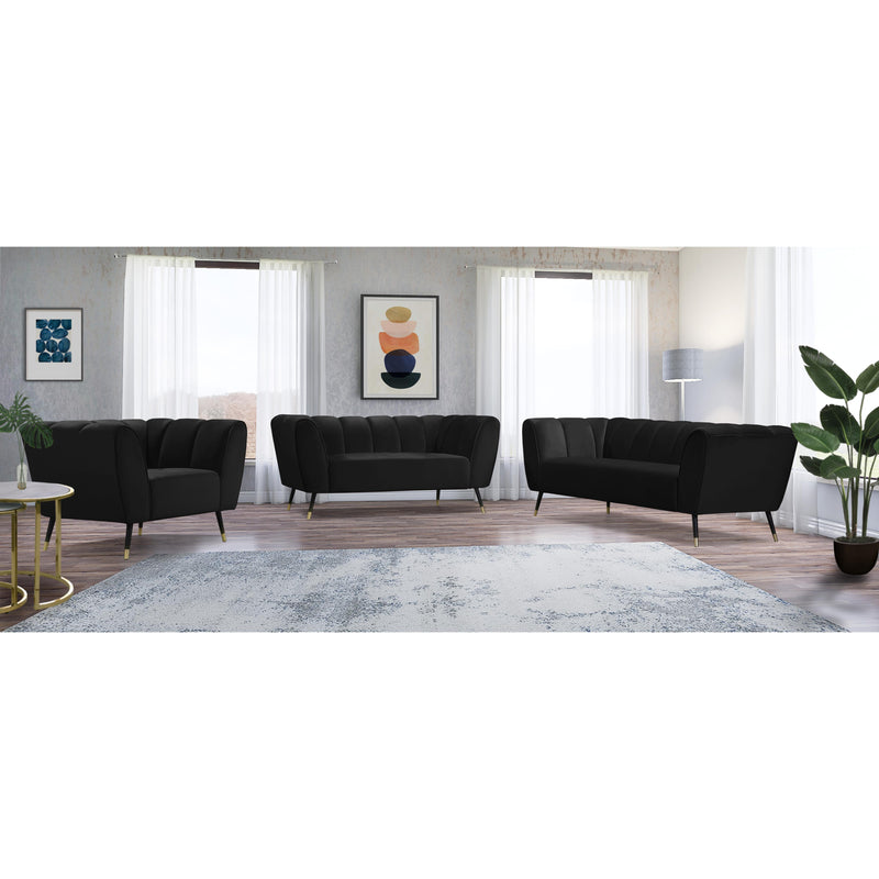 Meridian Beaumont Black Velvet Loveseat IMAGE 12