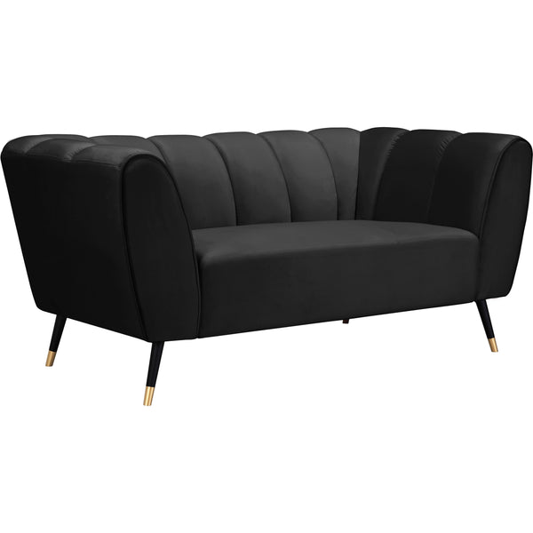 Meridian Beaumont Black Velvet Loveseat IMAGE 1