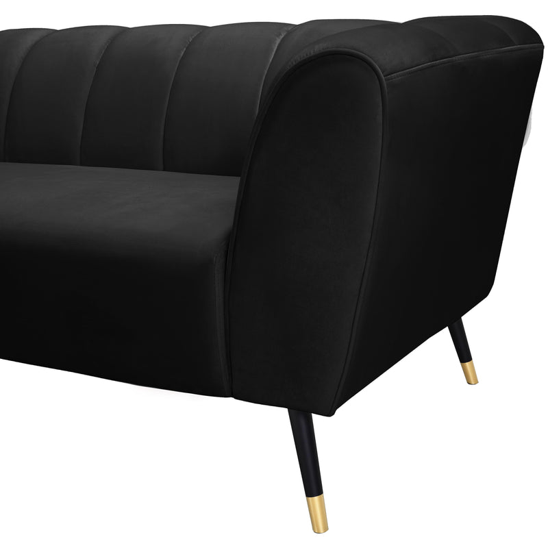 Meridian Beaumont Black Velvet Loveseat IMAGE 7