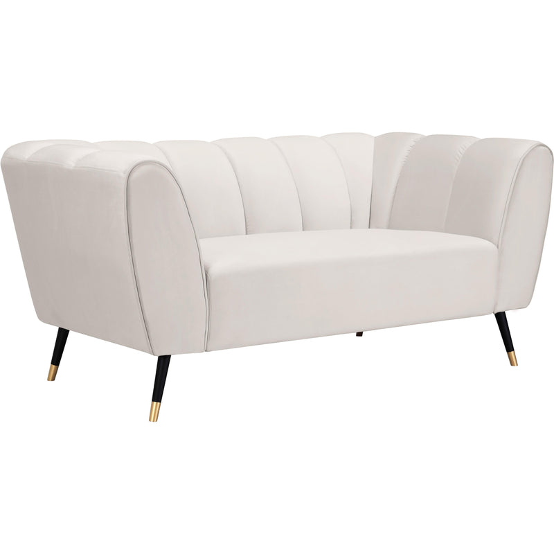 Meridian Beaumont Cream Velvet Loveseat IMAGE 1