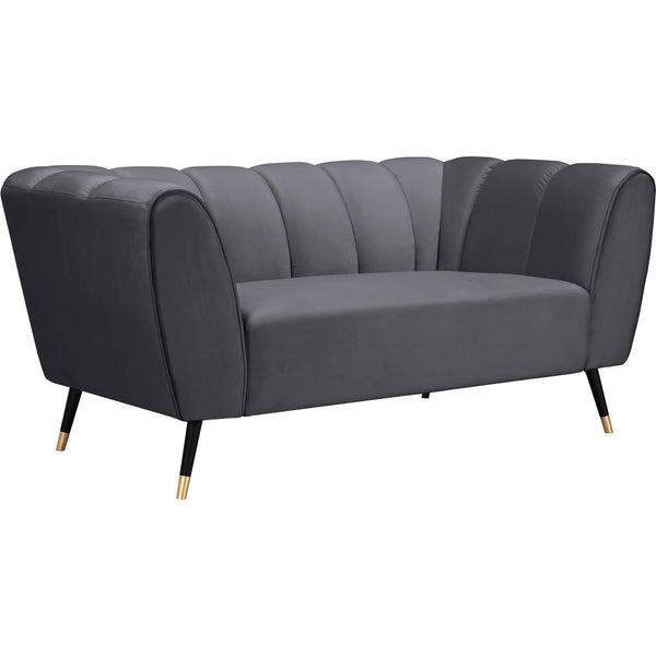 Meridian Beaumont Grey Velvet Loveseat IMAGE 1