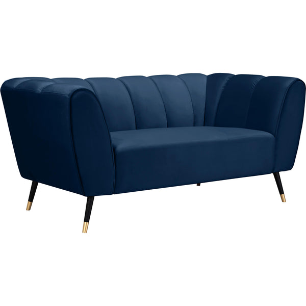 Meridian Beaumont Navy Velvet Loveseat IMAGE 1