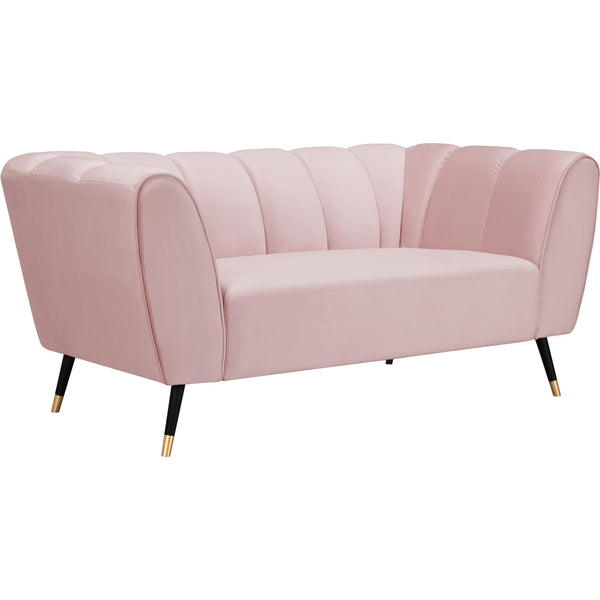 Meridian Beaumont Pink Velvet Loveseat IMAGE 1