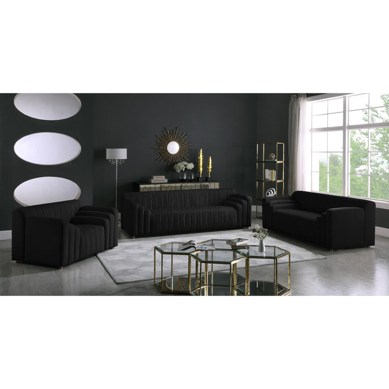 Meridian Naya Black Velvet Loveseat IMAGE 7