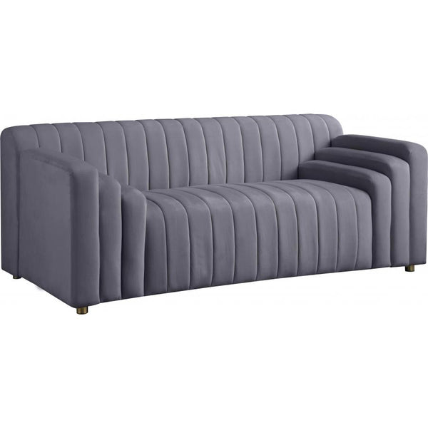 Meridian Naya Grey Velvet Loveseat IMAGE 1