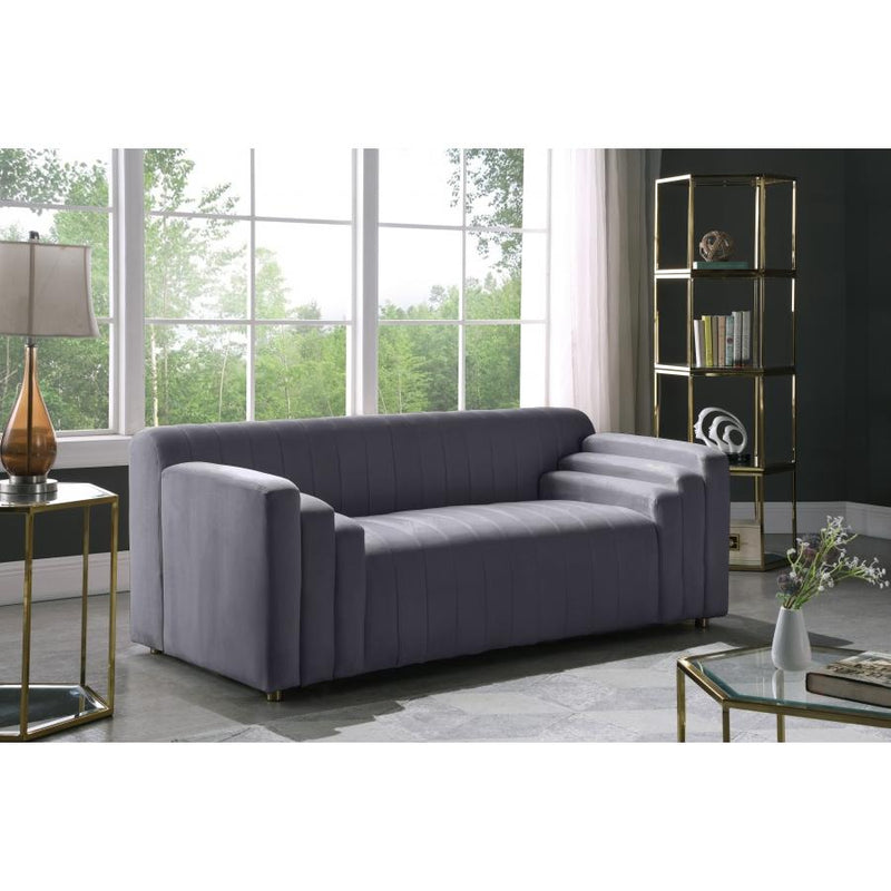 Meridian Naya Grey Velvet Loveseat IMAGE 6