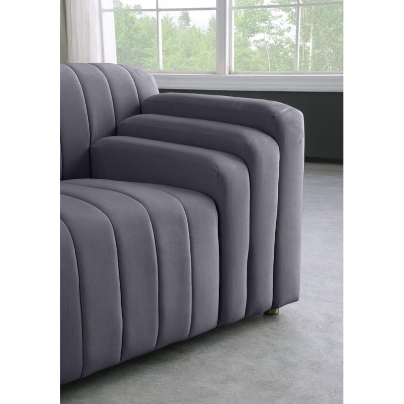 Meridian Naya Grey Velvet Loveseat IMAGE 7