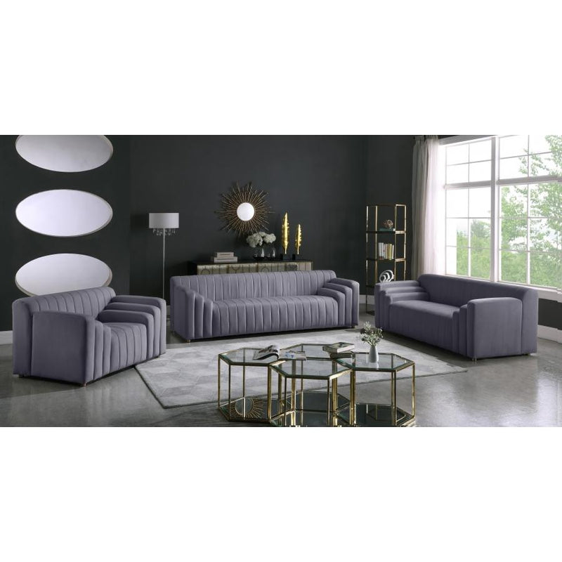 Meridian Naya Grey Velvet Loveseat IMAGE 8