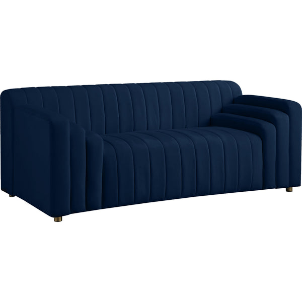 Meridian Naya Navy Velvet Loveseat IMAGE 1