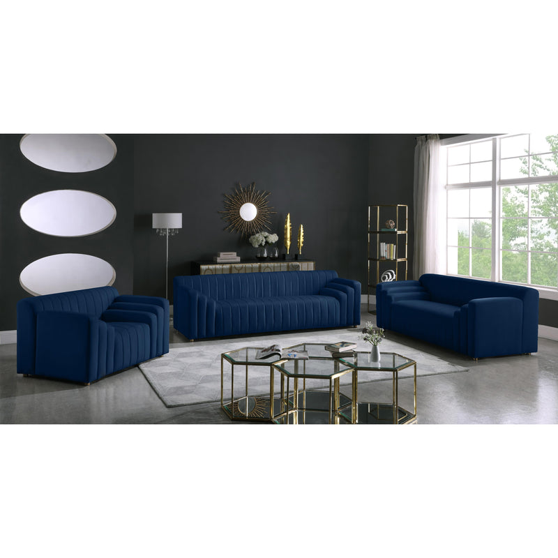 Meridian Naya Navy Velvet Loveseat IMAGE 8