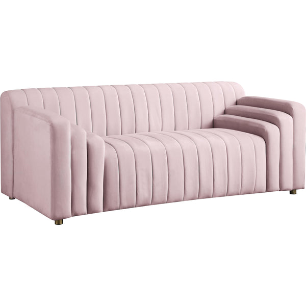 Meridian Naya Pink Velvet Loveseat IMAGE 1