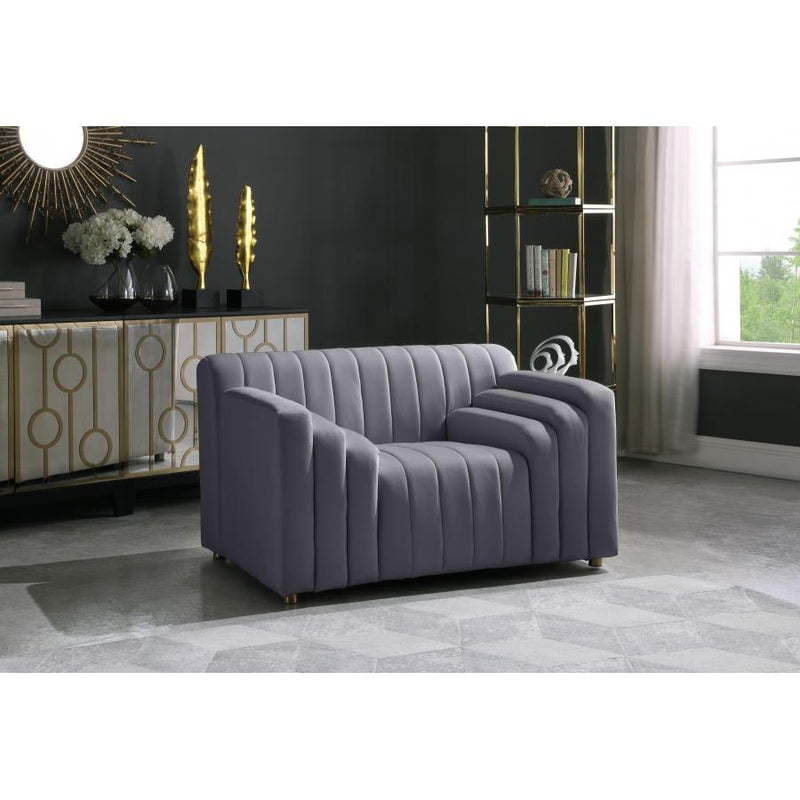 Meridian Naya Grey Velvet Chair IMAGE 6