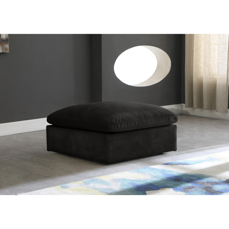 Meridian Cozy Black Velvet Ottoman IMAGE 2