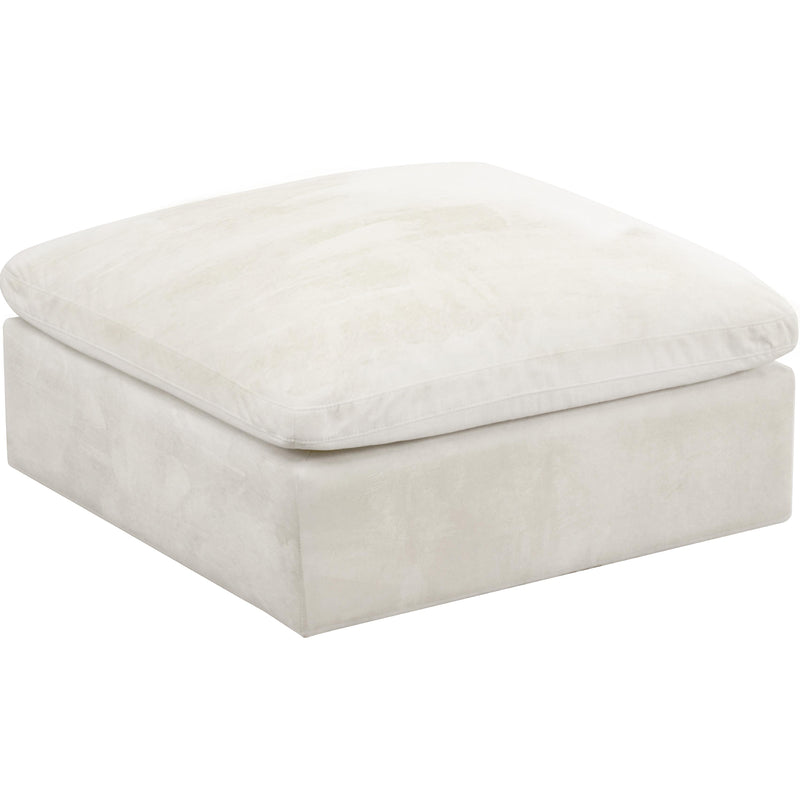 Meridian Cozy Cream Velvet Ottoman IMAGE 1