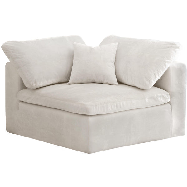 Meridian Cozy Cream Velvet Chair IMAGE 1