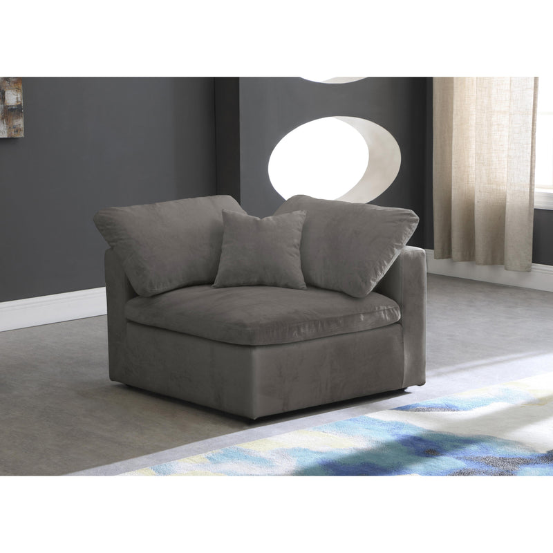 Meridian Cozy Grey Velvet Chair IMAGE 3