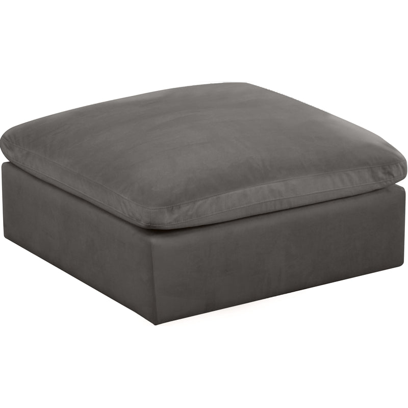 Meridian Cozy Grey Velvet Ottoman IMAGE 1