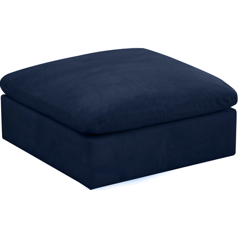 Meridian Cozy Navy Velvet Ottoman IMAGE 1