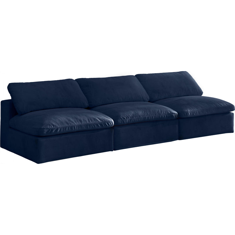 Meridian Cozy Navy Velvet Comfort Modular Armless Sofa IMAGE 1