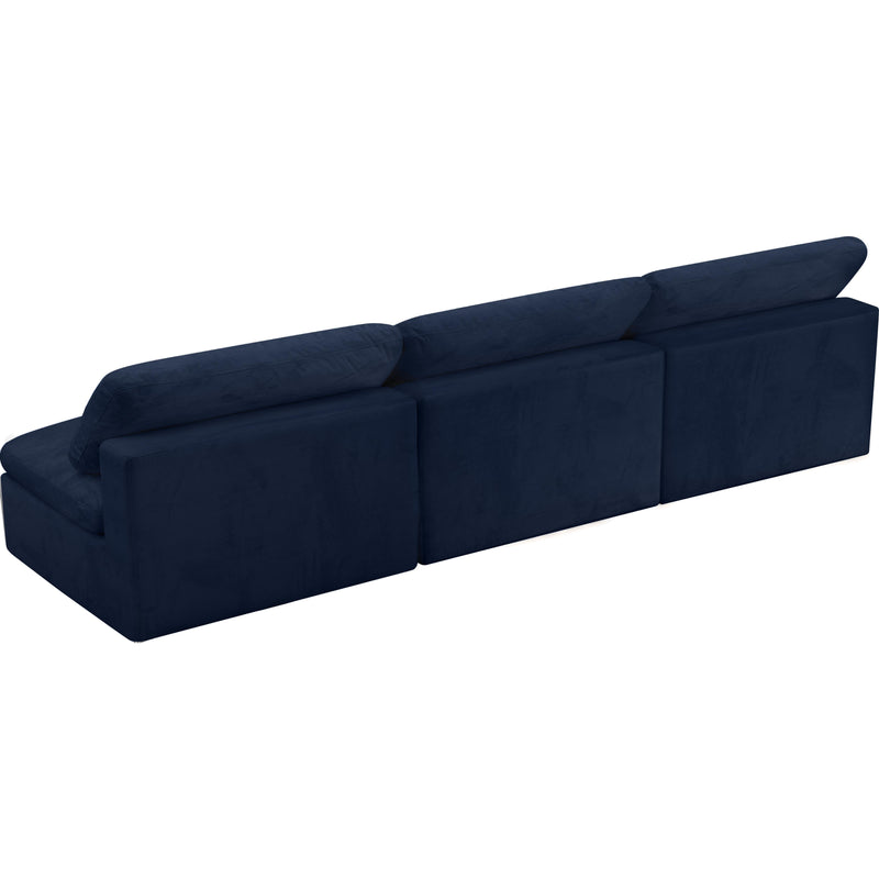 Meridian Cozy Navy Velvet Comfort Modular Armless Sofa IMAGE 2