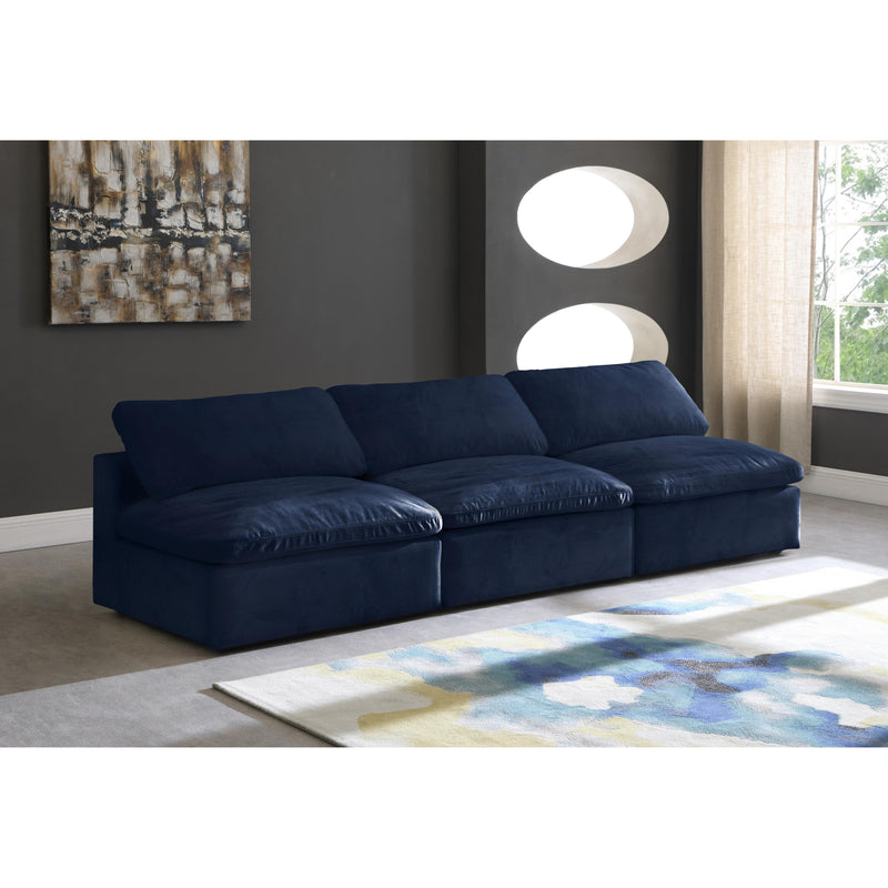 Meridian Cozy Navy Velvet Comfort Modular Armless Sofa IMAGE 3