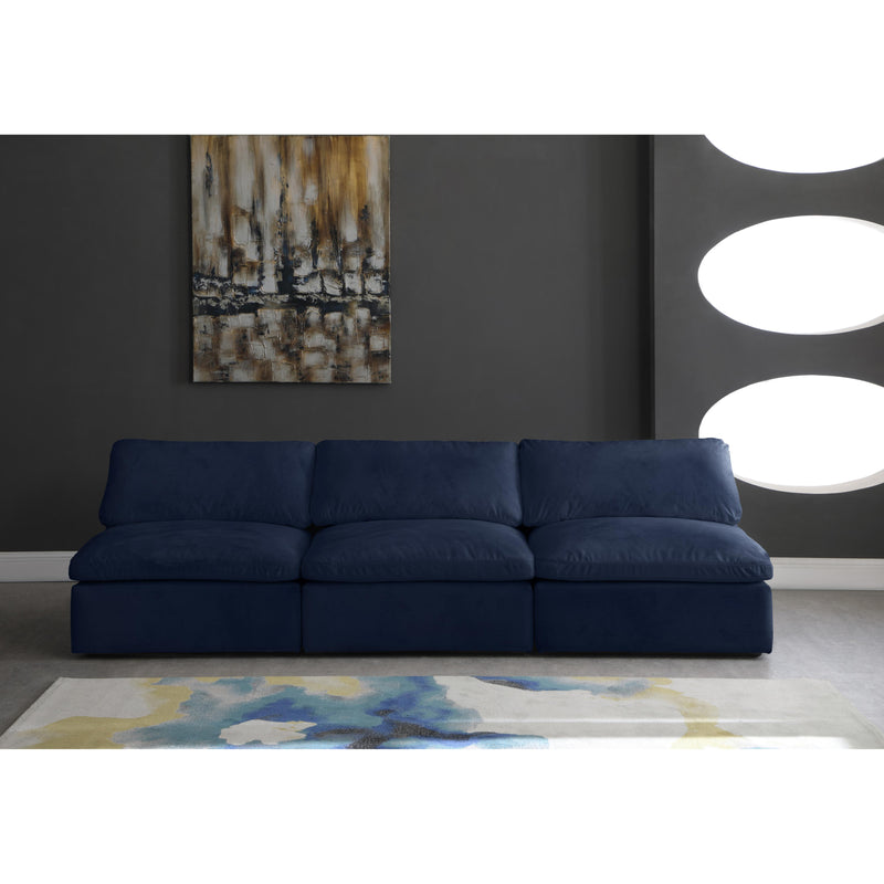 Meridian Cozy Navy Velvet Comfort Modular Armless Sofa IMAGE 4