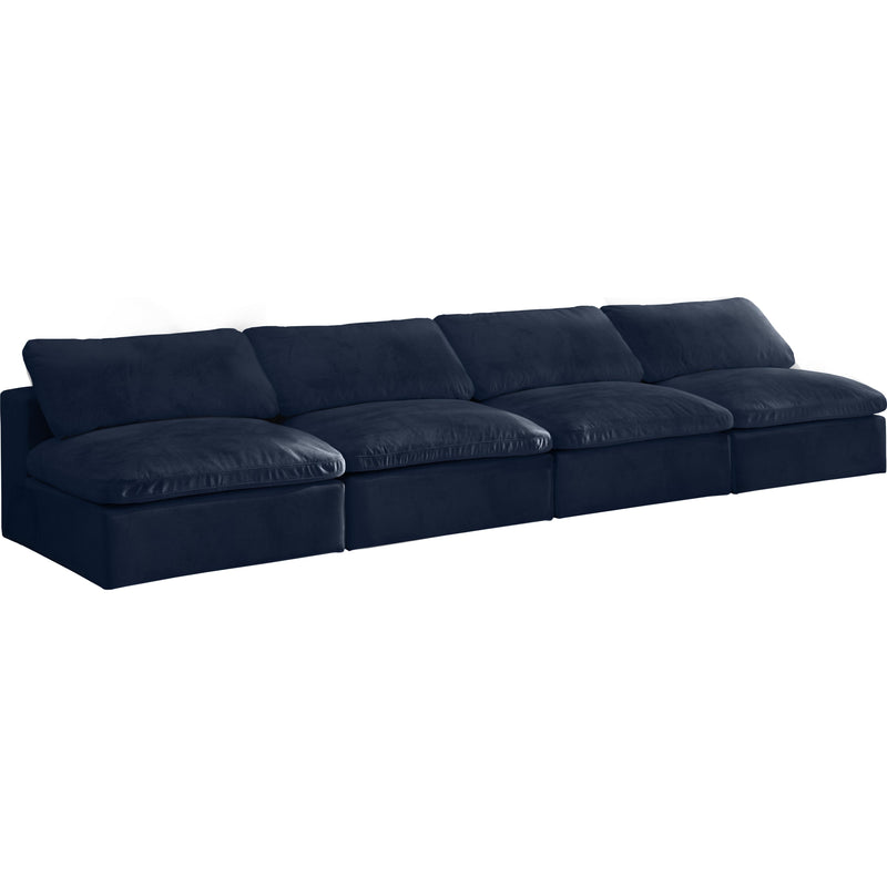 Meridian Cozy Navy Velvet Comfort Modular Armless Sofa IMAGE 1