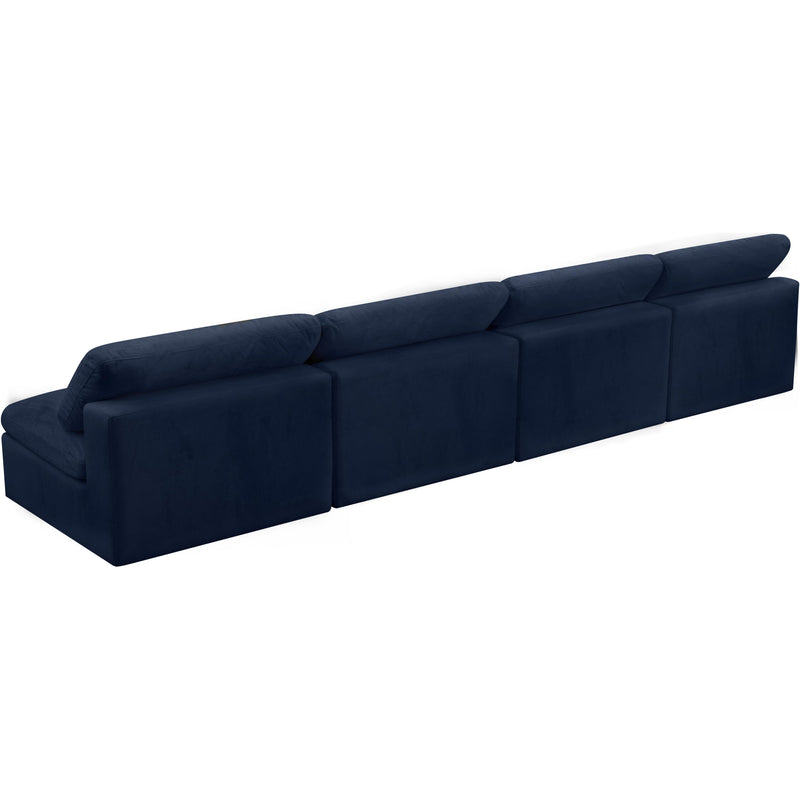 Meridian Cozy Navy Velvet Comfort Modular Armless Sofa IMAGE 2