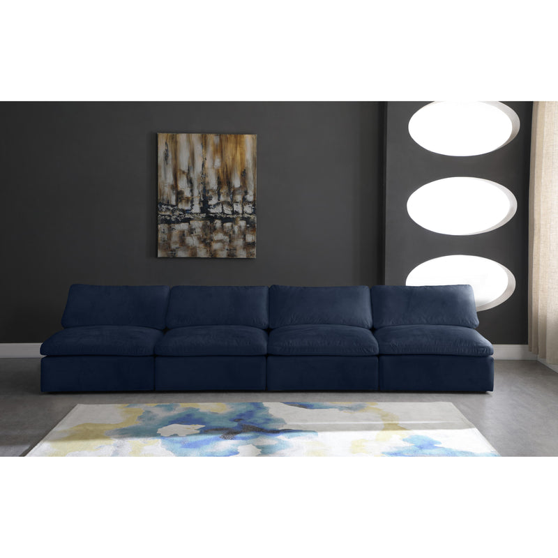 Meridian Cozy Navy Velvet Comfort Modular Armless Sofa IMAGE 3