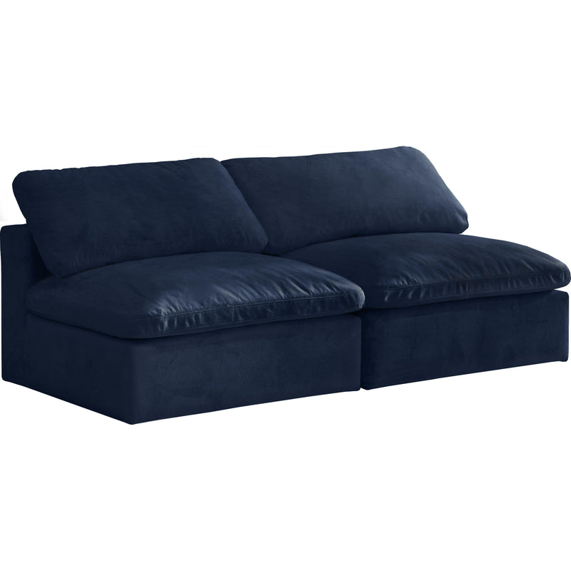 Meridian Cozy Navy Velvet Comfort Modular Armless Sofa IMAGE 1