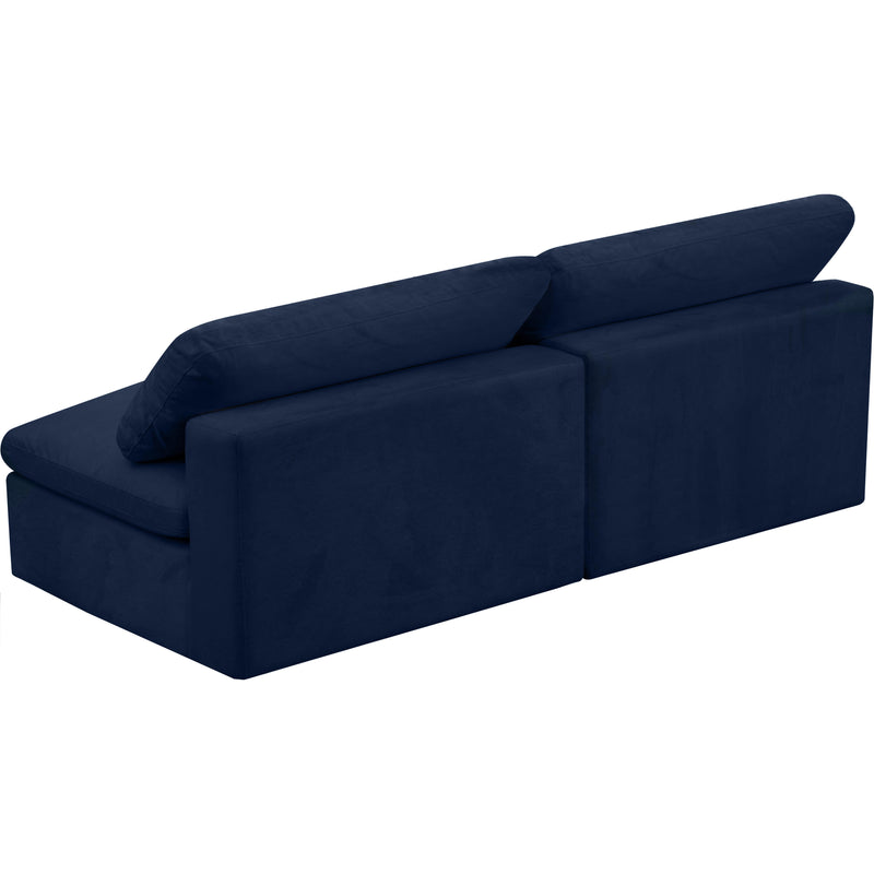 Meridian Cozy Navy Velvet Comfort Modular Armless Sofa IMAGE 2